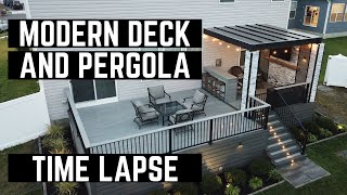 Modern Deck and Pergola Build  Full Project Time Lapse [upl. by Yenohtna]