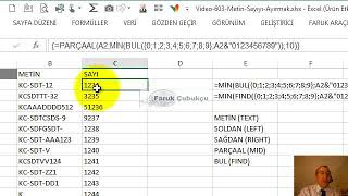 Excel Metin Veri İçindeki Sayıyı Ayırmak [upl. by Llovera574]