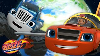 Blaze vs Crusher in the Race Around the World  5 Minute Episode blazeandthemonstermachines [upl. by Lika25]