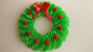 Christmas Wreath With Paper  DIY  Christmas Decoration Ideas  Paper Christmas Wreath Paper Craft [upl. by Louisa]