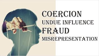 Coercion Undue Influence Fraud Misrepresentation  Indian Contract Act 1872  Law Guru [upl. by Lerual745]