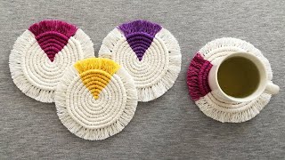 DIY como hacer POSAVASOS 🍵 en MACRAME paso a paso  DIY Macrame Coasters [upl. by Elyad]