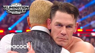 John Cena The Rock Attack Cody Rhodes  Elimination Chamber 2025  WWE Highlights  Peacock [upl. by Kissel]