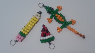 Pony Bead Keychains  Pencil Watermelon amp Lizard  Part 1 [upl. by Sonia867]