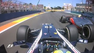 F1 Classic Onboard Maldonado v Hamilton at the 2012 European Grand Prix [upl. by Yknarf]