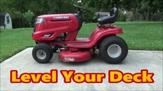 How to Level Your Riding Lawn Mower Deck  TroyBilt Pony [upl. by Nailliw]