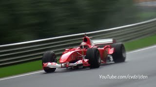 Ferrari F1 V8 amp V10  Close Call Fly Bys SUPER Sounds [upl. by Anirbac]