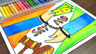 Say no to corruption drawing easy Stop corruption drawingAnti Corruption day poster [upl. by Paulina564]