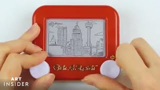 Artist Creates Intricate Etch A Sketch Drawings That Never Erase [upl. by Abisha298]