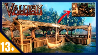 Valheim How To Build Small Dock  Seawall Port  Build Guide [upl. by Shaddock]