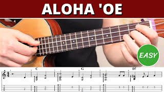 Aloha Oe  EASY Beginner Chord Melody Fingerstyle  Ukulele Tutorial amp Play Along [upl. by Avrit327]