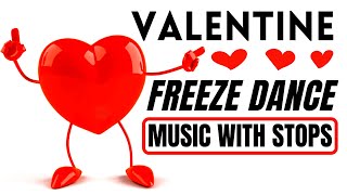 Valentines FREEZE Dance with STOPS musical statues [upl. by Nathanoj]