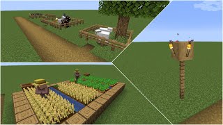 How to build Minecraft Village Animal Pens Farms Lamps and a Accessory 114 plains [upl. by Daniell]