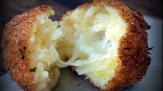 Fried Cheesy Risotto Balls Arancini Italian Food [upl. by Yolande]