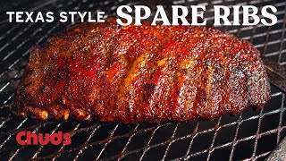 How to Smoke Texas Style Spare Ribs  Chuds BBQ [upl. by Carlisle]