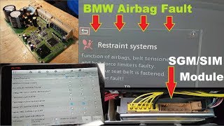 BMW SGMSIM module fault 93F9 airbag light on Module replacement and programming [upl. by Sullecram586]