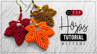 Hojas Otoño » 🍁 tutorial  como hacer aros con maple de hilo  diy ● Earrings 216 [upl. by Arikehs]