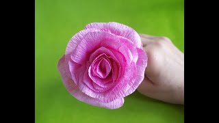 Cómo hacer Rosa de papel crepe fácil DIY Cómo hacer flores [upl. by Rooker]