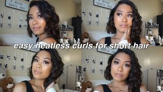 OVERNIGHT HEATLESS CURLS FOR SHORT HAIR  Megan Santa Cruz [upl. by Normandy]