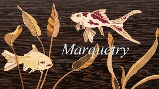 Marquetry  Aquatic lifedrawer table part 1 [upl. by Oinigih735]