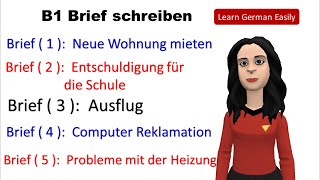 Prüfung B1 DTZ Brief schreiben  5 wichtige Briefe [upl. by Wurtz]