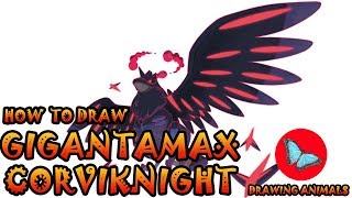 How To Draw Gigantamax Corviknight Pokemon  Drawing Animals [upl. by Annoet511]