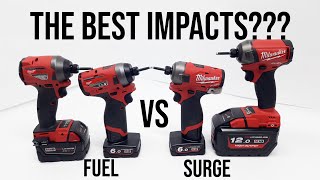 Milwaukee Impact Drivers  M18 VS M12  FUEL VS SURGE  Standard VS Hydraulic [upl. by Auod]