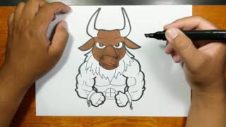 How to draw MINOTAUR step by step [upl. by Tiebold]