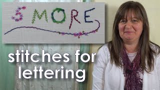 FIVE MORE stitches for lettering in hand embroidery FULL VERSION  How to embroider letters by hand [upl. by Yedarb]