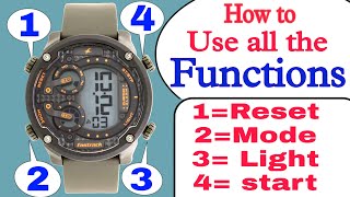 How to use all the function In this four button Digital watch  all the modes  fastrack NP38045 PP0 [upl. by Imekawulo]