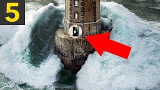 Top 5 WAVES VS LIGHTHOUSES [upl. by Darsey]