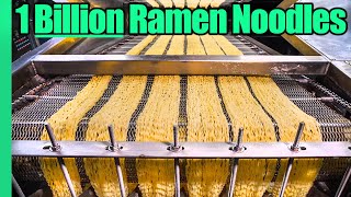 Ramen Noodle Factory Tour Making 1 BILLION Noodles a Year [upl. by Nosnibor426]