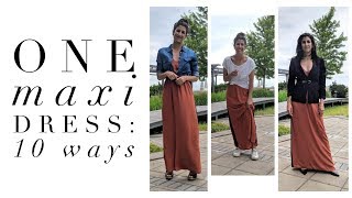 One Maxi Dress 10 Ways  How to Style Basics  Capsule Closet  Minimalism [upl. by Ealasaid]