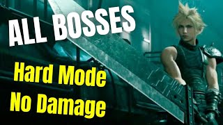 All Bosses No Damage Hard Mode  Final Fantasy VII Remake [upl. by Shanley]