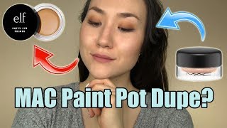 MAC Paint Pot Dupe ELF PUTTY EYE PRIMER Review Comparison amp Wear Test [upl. by Enilegna]