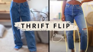 How to Tailor Mens Jeans thrift flip [upl. by Bashemeth]