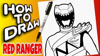 HOW TO DRAW RED RANGER DINO CHARGE  POWER RANGERS DINO CHARGE [upl. by Suvart257]