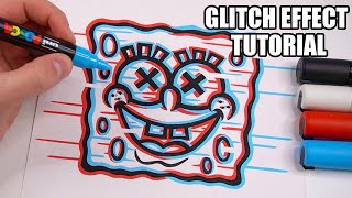 How To Draw The GLITCH EFFECT Tutorial [upl. by Lanaj]