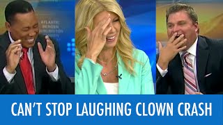 News Anchors Cant Stop Laughing At Clown Report [upl. by Busch268]