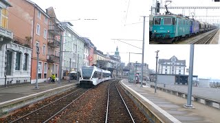 ★ 🇨🇭St Margrethen  Romanshorn  Koblenz CH  Basel cab ride 112018 Führerstandsmitfahrt [upl. by Cindie778]