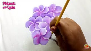 Pintura En Tela Principiantes Como Pintar Flores  Violetas [upl. by Frentz]