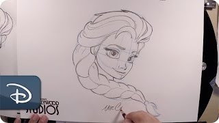 HowTo Draw Elsa From Frozen  Disneys Hollywood Studios [upl. by Borg]