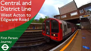 London Underground First Person Journey  West Acton to Edgware Road via Notting Hill Gate [upl. by Leicam]