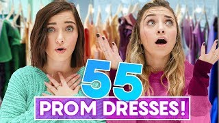 We Tried On 55 PROM DRESSES [upl. by Aloz]