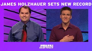 James Holzhauer Beats Roger Craig’s SingleGame Winnings Record  JEOPARDY [upl. by Natale766]