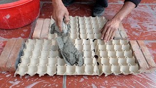 Egg Tray And Cement  How To Make Easy Flower Pots at home for you [upl. by Bruckner326]