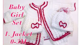 Baby girl layette set How to crochet newborn baby sweater  jacket  cardigan Crochet for Baby 167 [upl. by Garth]