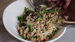 How To Make Authentic Lao Chicken Laap  Thai Chicken Larb [upl. by Ahtikal]