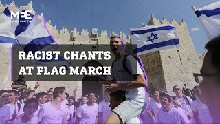 Israelis sing racist chants at Palestinians during Flag March in Jerusalem [upl. by Sarge75]