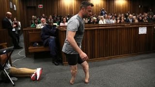 Oscar Pistorius Removes Prosthetic Legs in Court [upl. by Treblah]